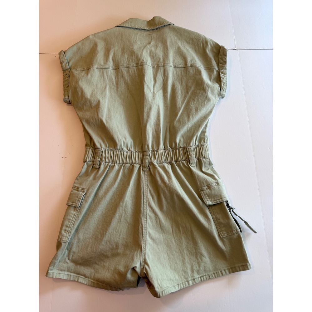 Celebrity Pink Sage Green Utility Cargo Romper Womens Large Button Front - Picture 6 of 6
